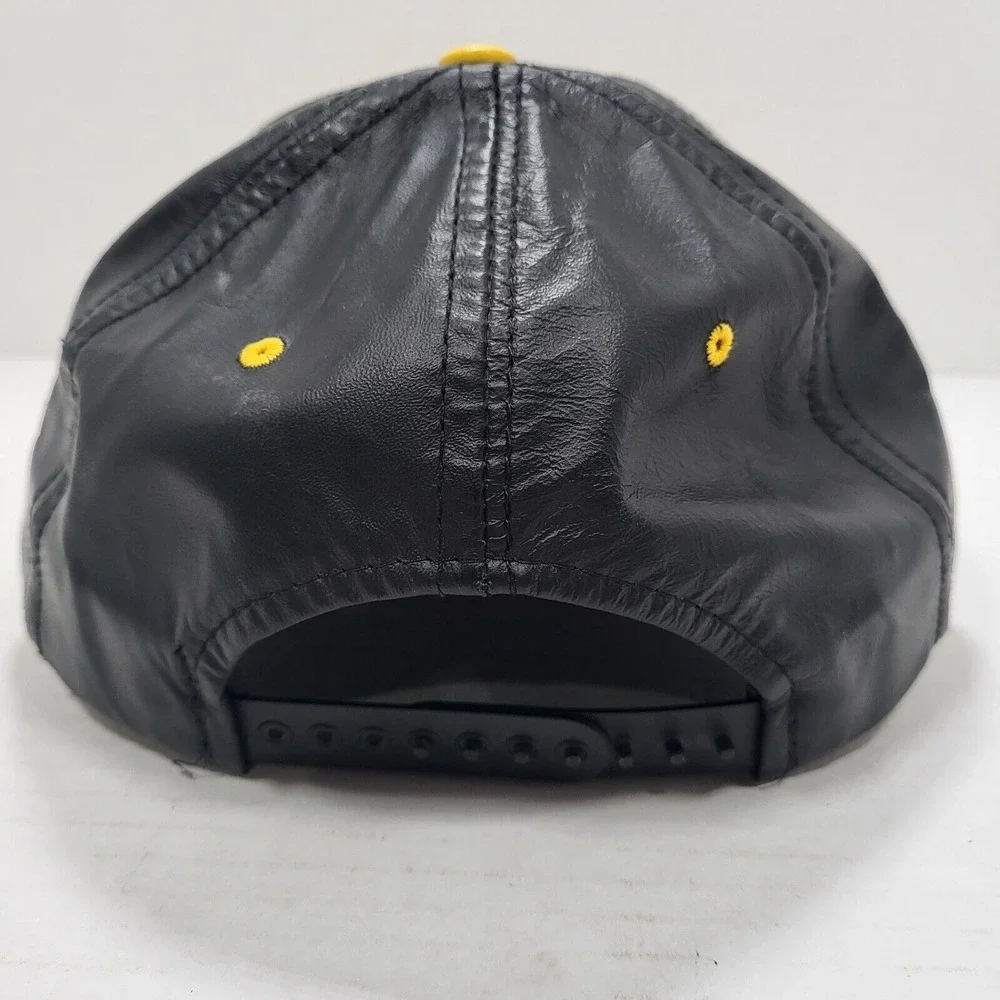 Vtg Pittsburgh Steelers Genuine Leather Snapback‎ Hat Modern One Size Fits All